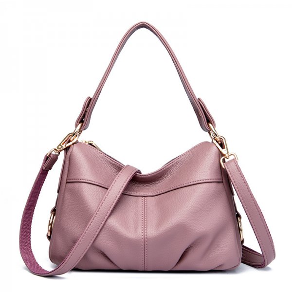 Practical large capacity soft leather shoulder crossbody bag