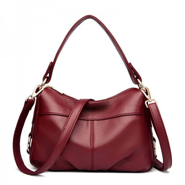 Practical large capacity soft leather shoulder crossbody bag