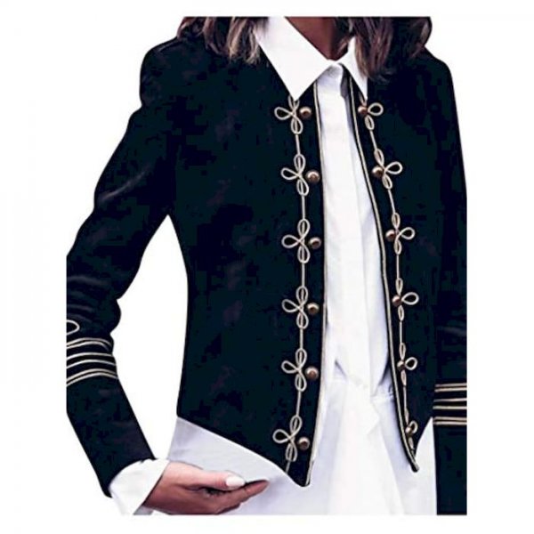 Women's Jacket Casual Fall Spring Regular Coat Regular Fit Fashion Elegant  Luxurious Jacket Long Sleeve Solid Color Button Blac