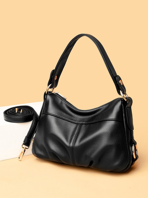 Practical large capacity soft leather shoulder crossbody bag