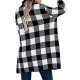 Women's Coat Street Causal Daily Fall Spring Long Coat Loose Normal Casual Jacket Long Sleeve Check Classic Style Black Red / Co