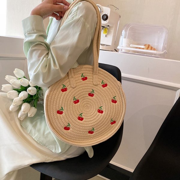 Large capacity cherry woven bag